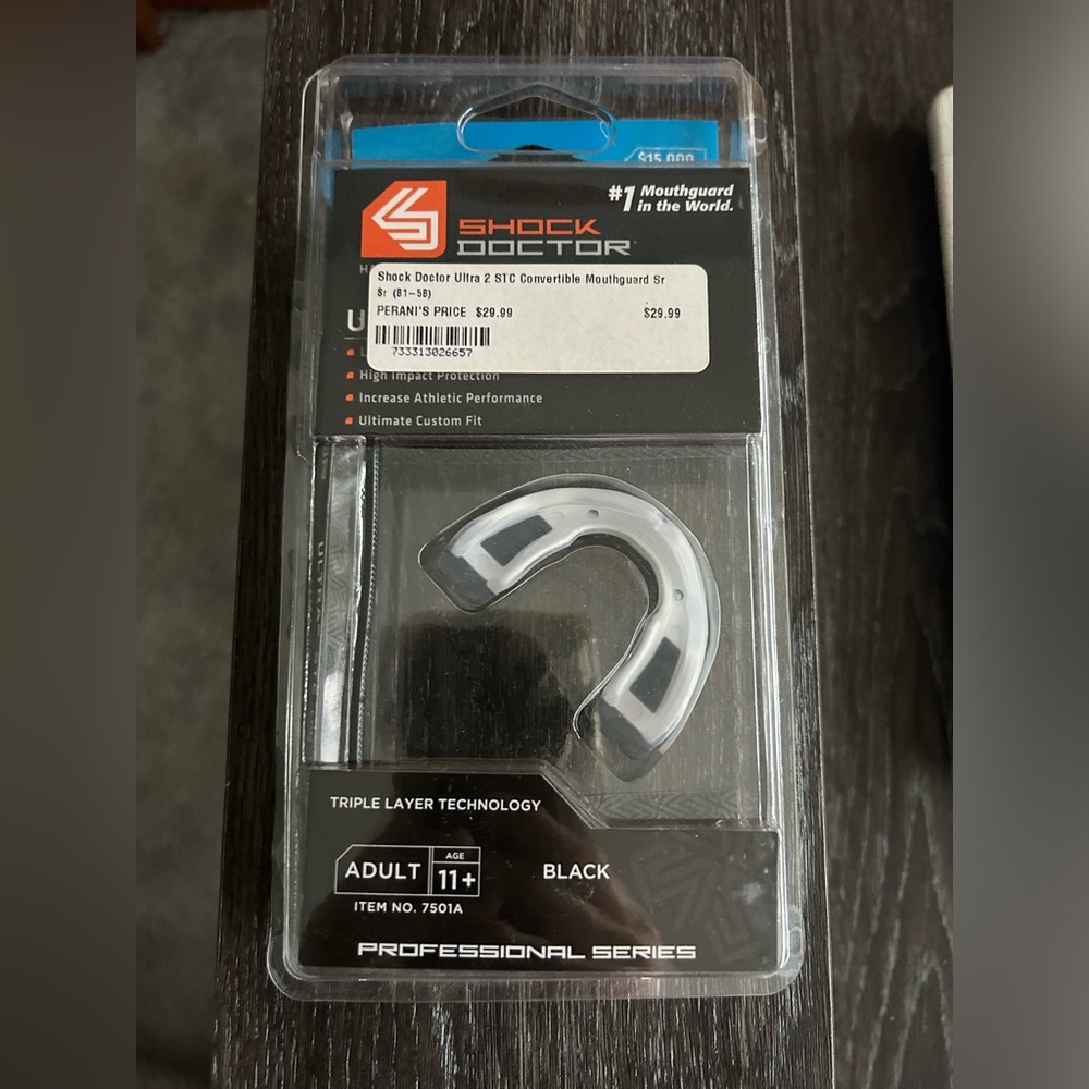 *New* Shock Doctor Ultra 2 STC Convertible Black Adult Mouthguard